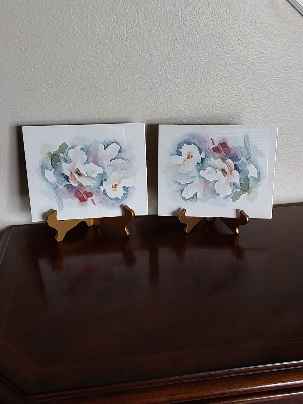 Set of 2 Watercolor Floral Prints in Soft Pastelsβ